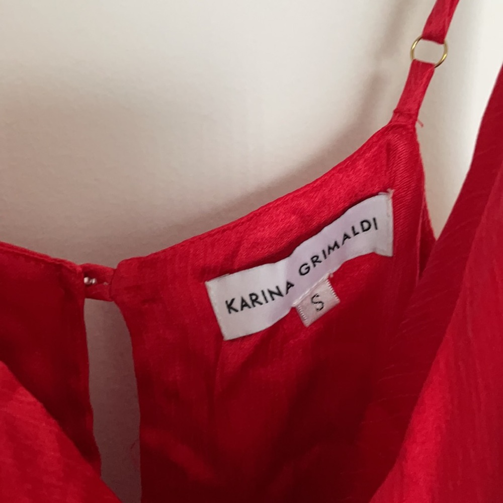 Rocio Solid Jumpsuit In Red Karina Grimaldi Small - image 7